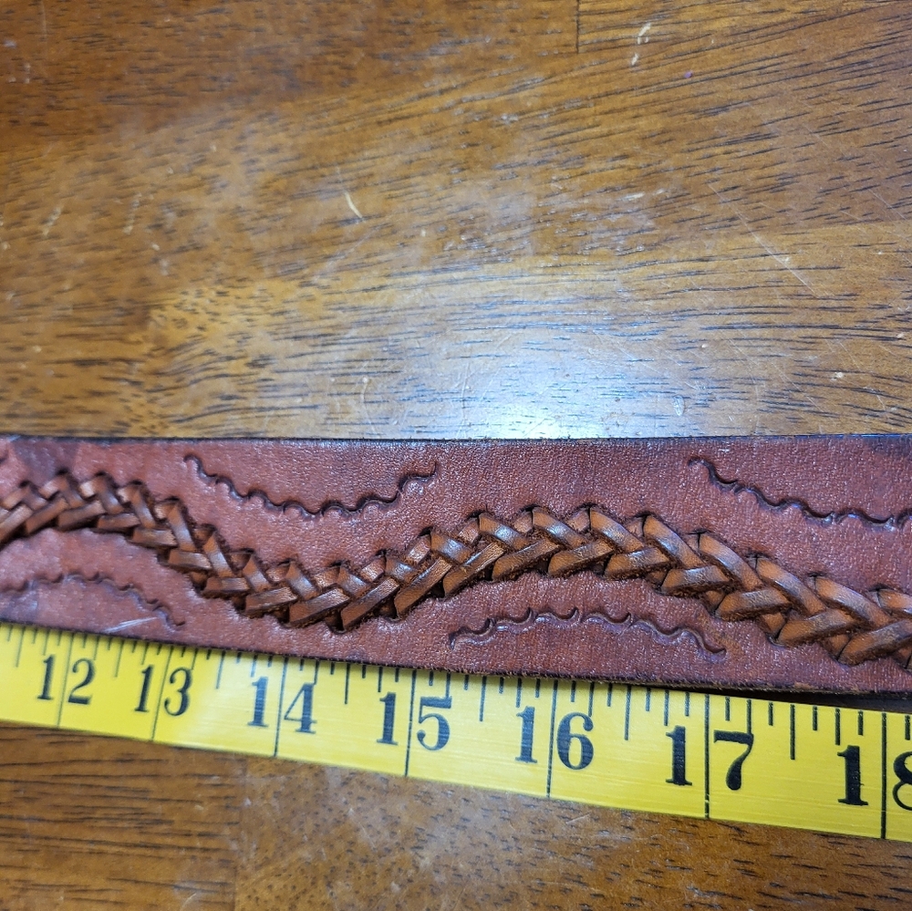 Elegant Brown Braided Leather Belt Size 30